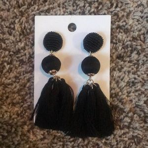 H&M Black Tassel Earrings